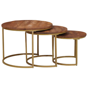 Nesting Couchtische 3er Set Mango Massivholz