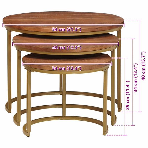 Nesting Couchtische 3er Set Mango Massivholz