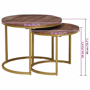 Nesting Couchtische 2er Set Mango Massivholz