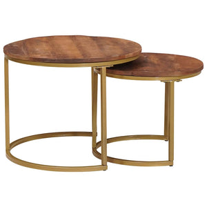 Nesting Couchtische 2er Set Mango Massivholz Honigbraun