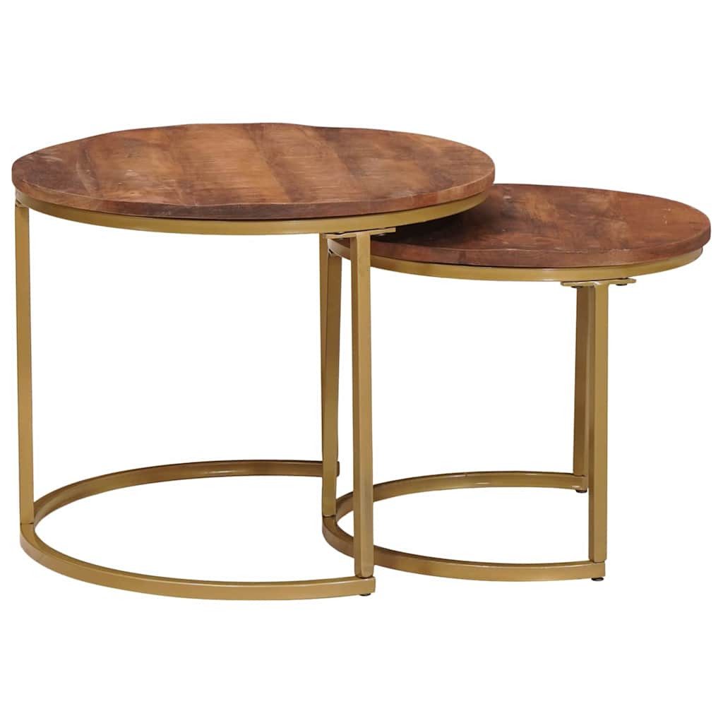 Nesting Couchtische 2er Set Mango Massivholz Honigbraun