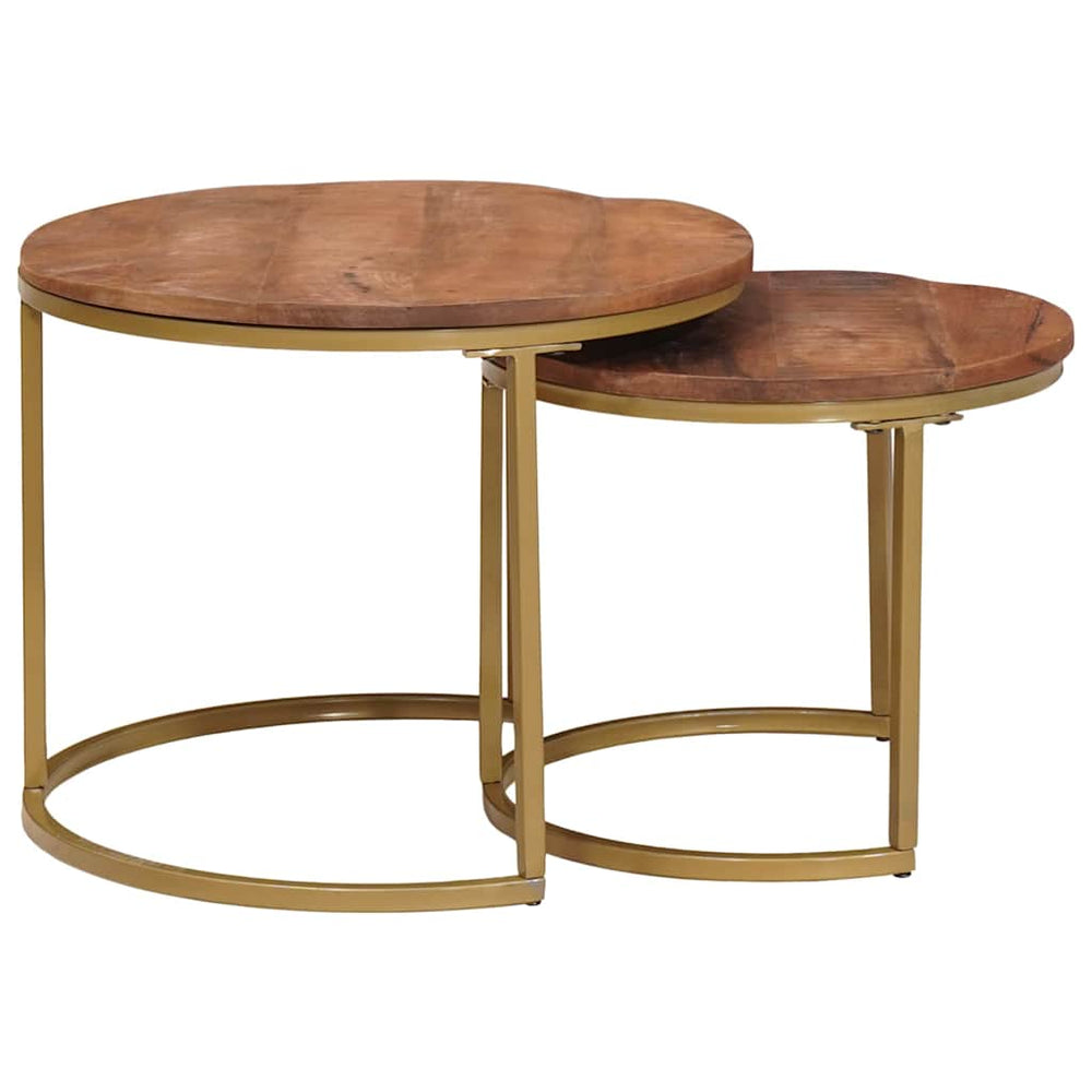 vidaXL Nesting Coffee Tables 2 pcs Honey Brown Solid Mango Wood and Steel