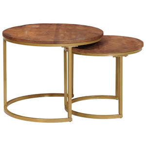 Nesting Couchtische 2er Set Mango Massivholz Honigbraun