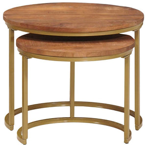 Nesting Couchtische 2er Set Mango Massivholz Honigbraun