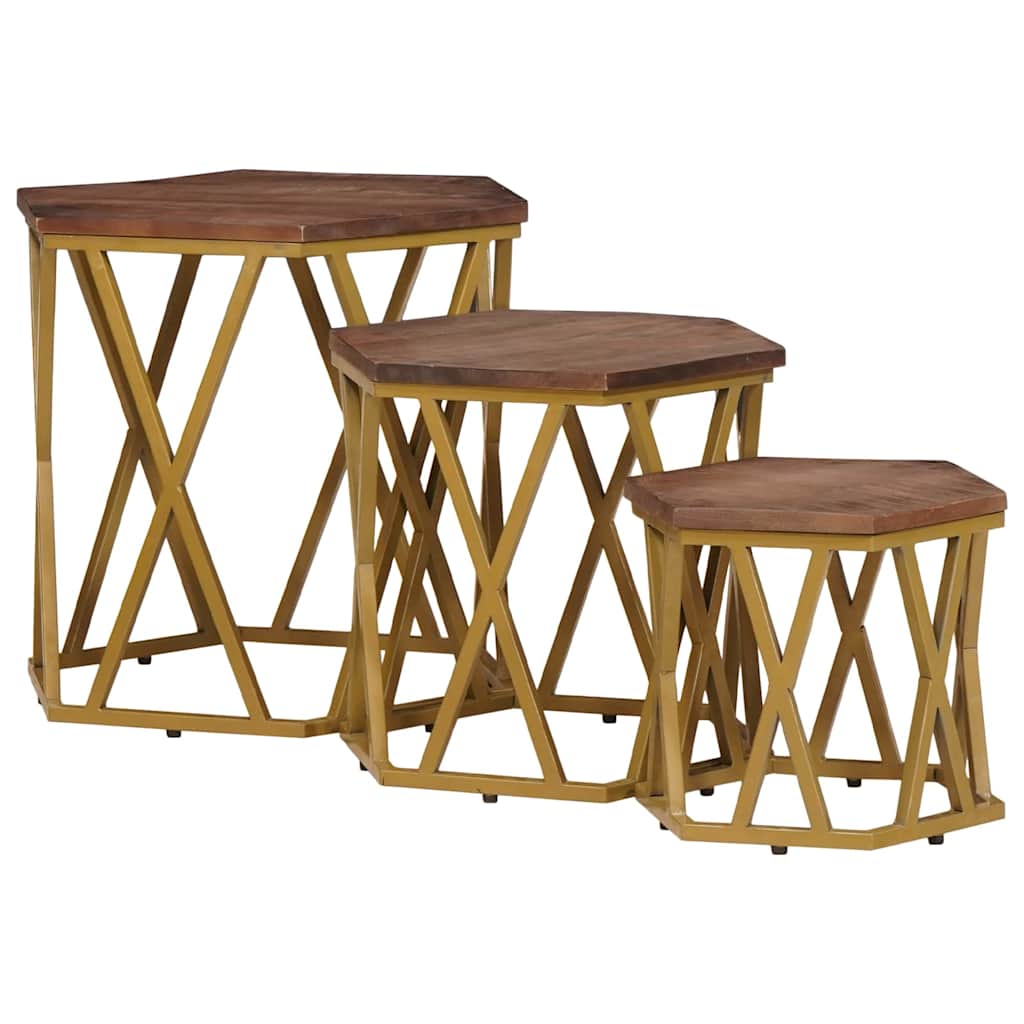 Couchtisch Braun Mango Massivholz 55x55 cm