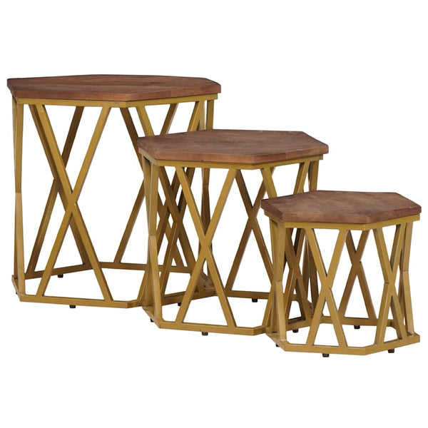 Couchtisch Braun Mango Massivholz 55x55 cm