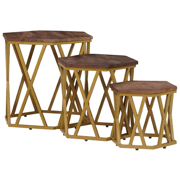 Couchtisch Braun Mango Massivholz 55x55 cm