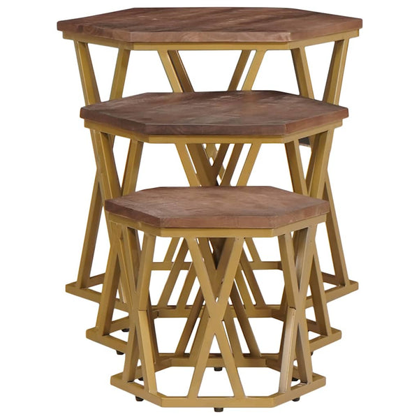 Couchtisch Braun Mango Massivholz 55x55 cm