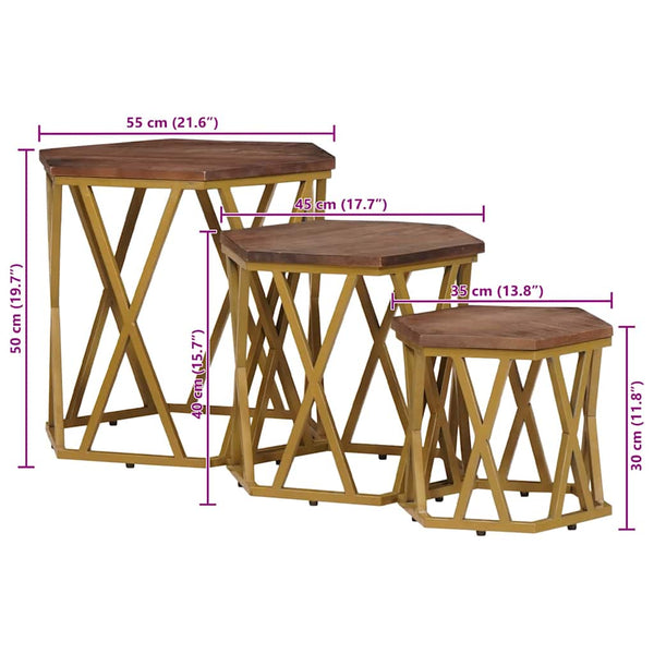 Couchtisch Braun Mango Massivholz 55x55 cm