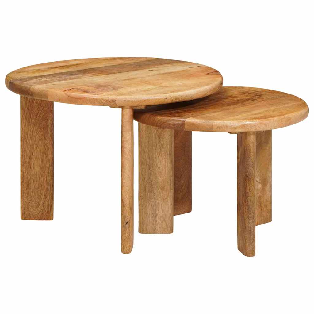 vidaXL Tables basses gigognes 2 pcs Bois de manguier massif Marron