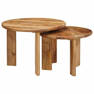 vidaXL Tables basses gigognes 2 pcs Bois de manguier massif Marron