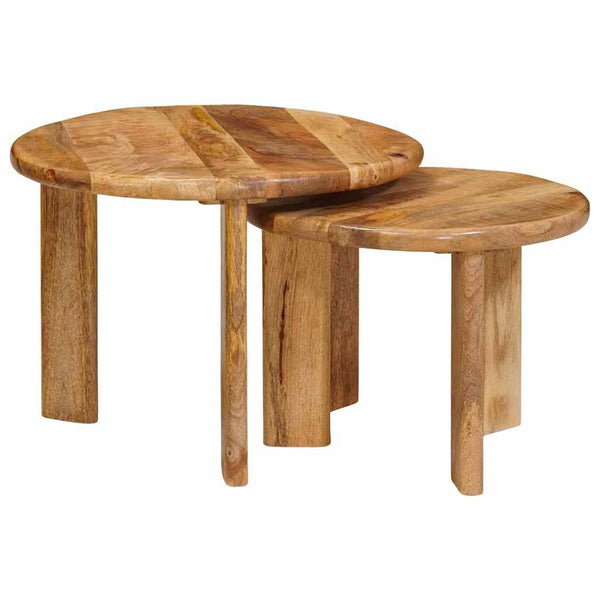 vidaXL Tables basses gigognes 2 pcs Bois de manguier massif Marron