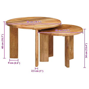 vidaXL Tables basses gigognes 2 pcs Bois de manguier massif Marron