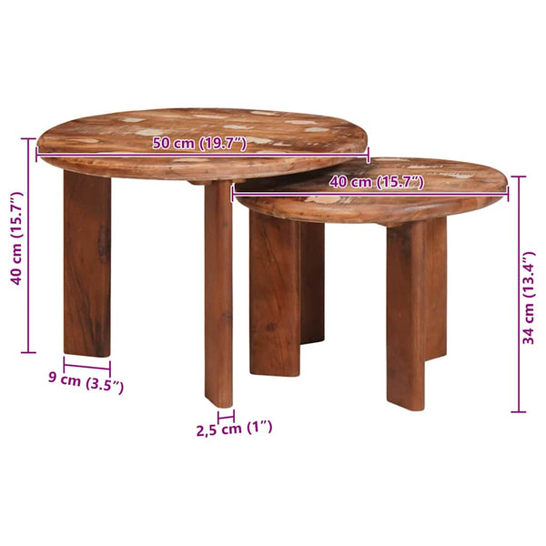 Nesting Couchtische 2er Set Altholz