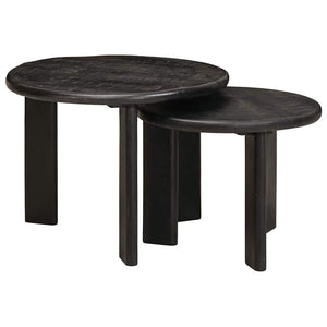 vidaXL Nesting Coffee Tables 2 pcs White Solid Mango Wood