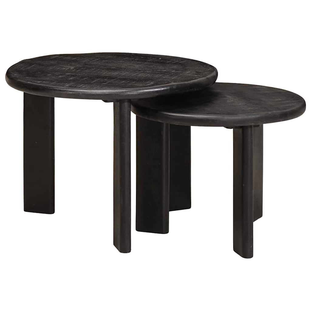 vidaXL Nesting Coffee Tables 2 pcs White Solid Mango Wood