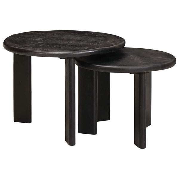 vidaXL Nesting Coffee Tables 2 pcs White Solid Mango Wood
