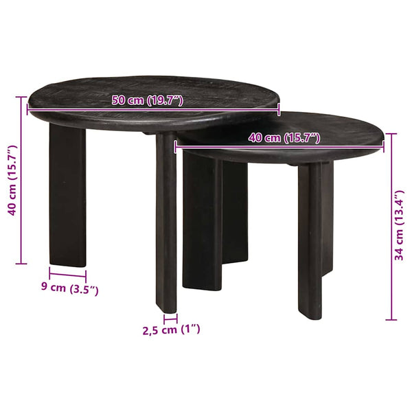 vidaXL Nesting Coffee Tables 2 pcs White Solid Mango Wood
