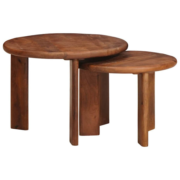 vidaXL Tables basses gigognes 2 pcs Marron miel Bois de manguier massif