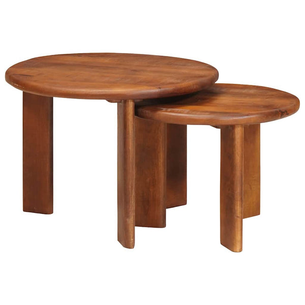 vidaXL Tables basses gigognes 2 pcs Marron miel Bois de manguier massif