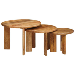 vidaXL Tables basses gigognes 3 pcs Marron Bois de manguier massif