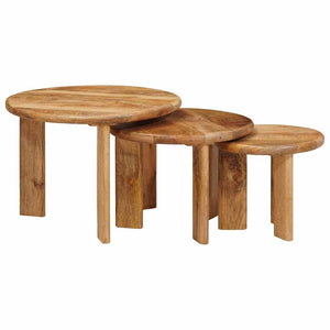 vidaXL Tables basses gigognes 3 pcs Marron Bois de manguier massif