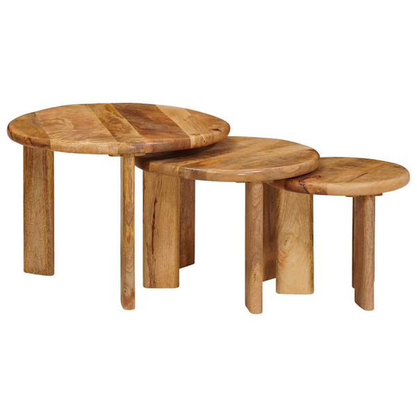 vidaXL Tables basses gigognes 3 pcs Marron Bois de manguier massif