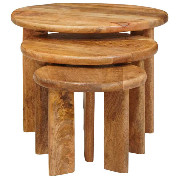 vidaXL Tables basses gigognes 3 pcs Marron Bois de manguier massif