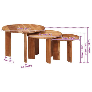 Nesting Couchtische 3er Set Akazie Braun