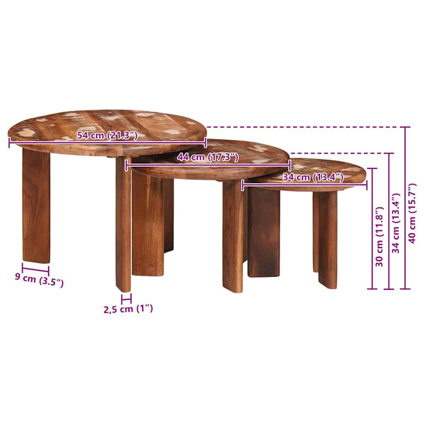 Nesting Couchtische 3er Set Altholz