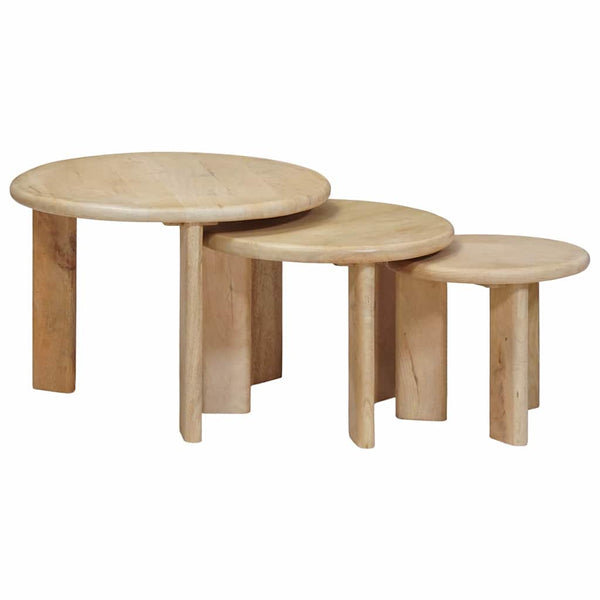 Tables basses gigognes vidaXL 3 pcs Noir Bois de manguier massif