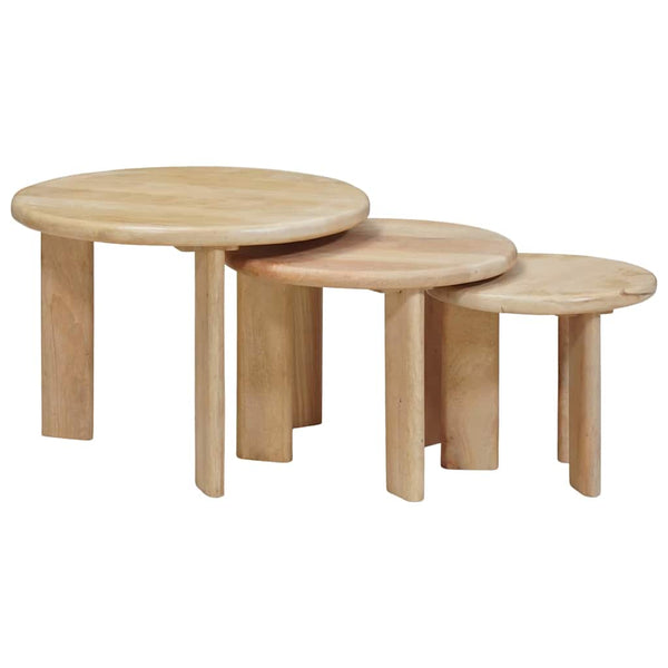 Tables basses gigognes vidaXL 3 pcs Noir Bois de manguier massif