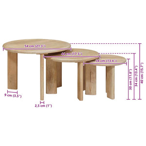 Tables basses gigognes vidaXL 3 pcs Noir Bois de manguier massif