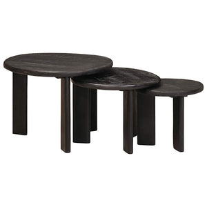vidaXL Tables basses gigognes 3 pcs Blanc Bois de manguier massif