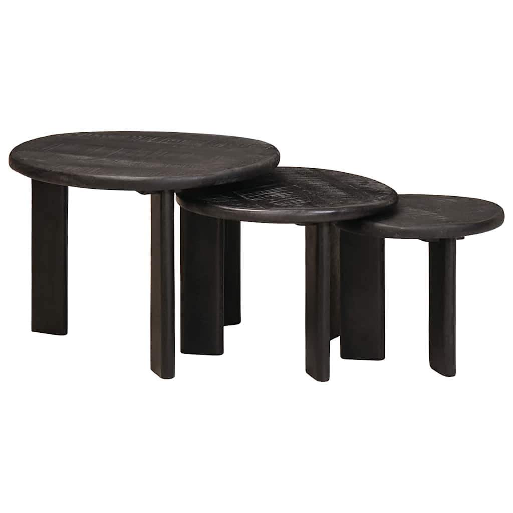 vidaXL Tables basses gigognes 3 pcs Blanc Bois de manguier massif