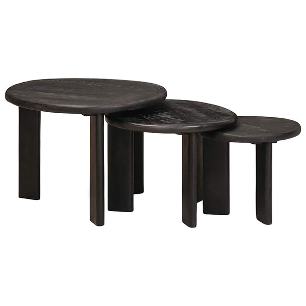 vidaXL Tables basses gigognes 3 pcs Blanc Bois de manguier massif