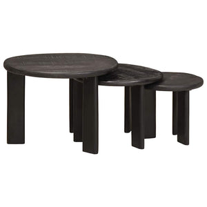 vidaXL Tables basses gigognes 3 pcs Blanc Bois de manguier massif