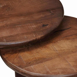 vidaXL Tables gigognes 3 pcs Marron foncé Bois de manguier massif