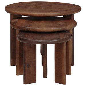 vidaXL Tables gigognes 3 pcs Marron foncé Bois de manguier massif