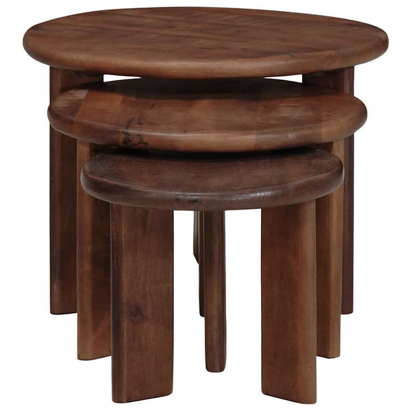 vidaXL Tables gigognes 3 pcs Marron foncé Bois de manguier massif