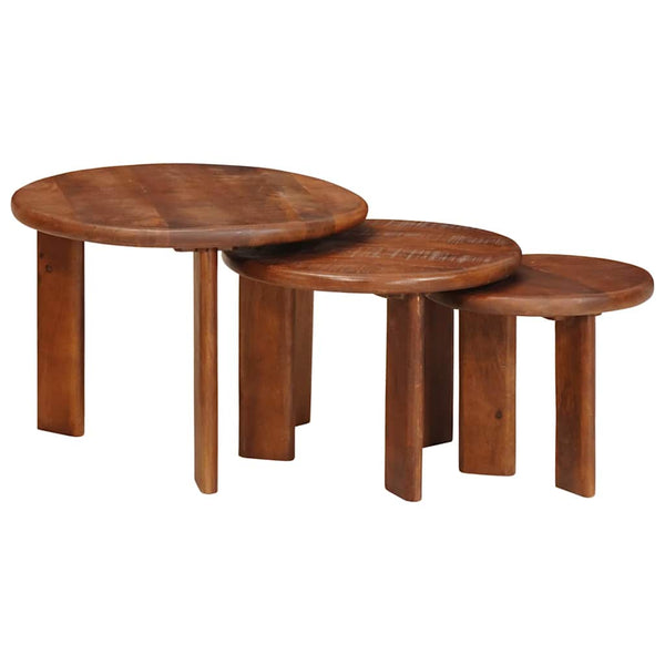 Tables basses gigognes vidaXL 3 pcs marron miel, bois de manguier massif