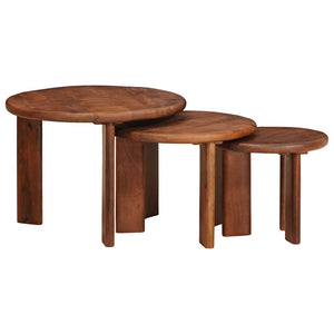 Tables basses gigognes vidaXL 3 pcs marron miel, bois de manguier massif