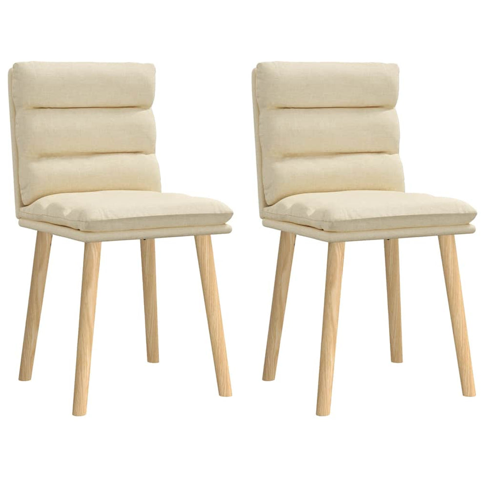 Esszimmerstühle 2 Stk. Creme Stoff