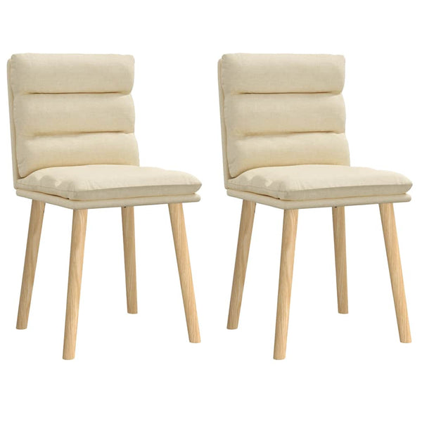 Esszimmerstühle 2 Stk. Creme Stoff