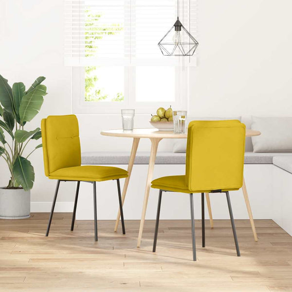 Gelbe Samt Esszimmerstühle, 2er-Set
