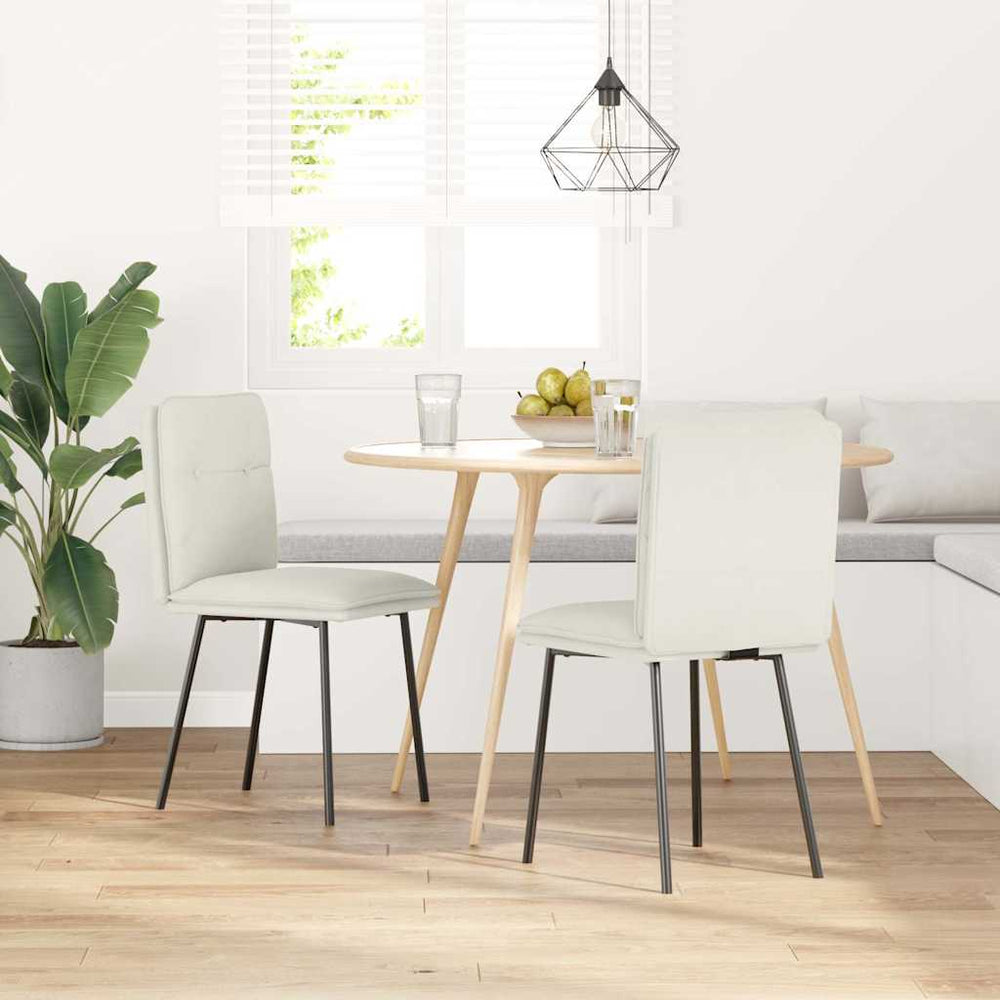 Esszimmerstühle 2 Stk. Creme Samt
