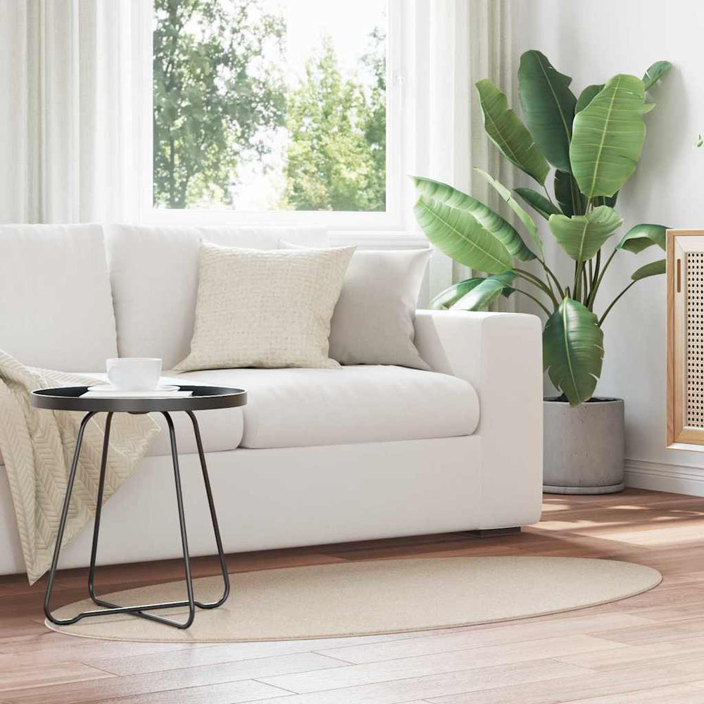 Beige Ovaler Teppich 80x150 cm