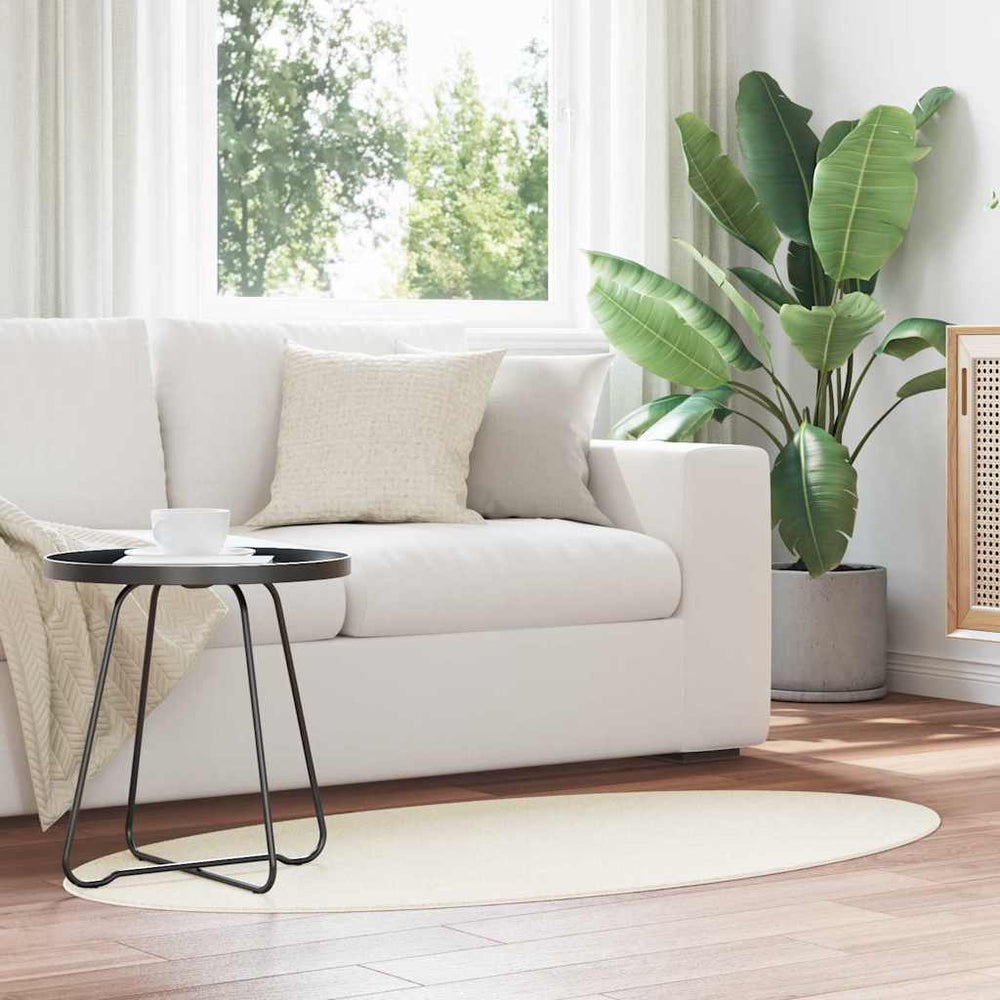 Ovaler Teppich Creme 80x150 cm