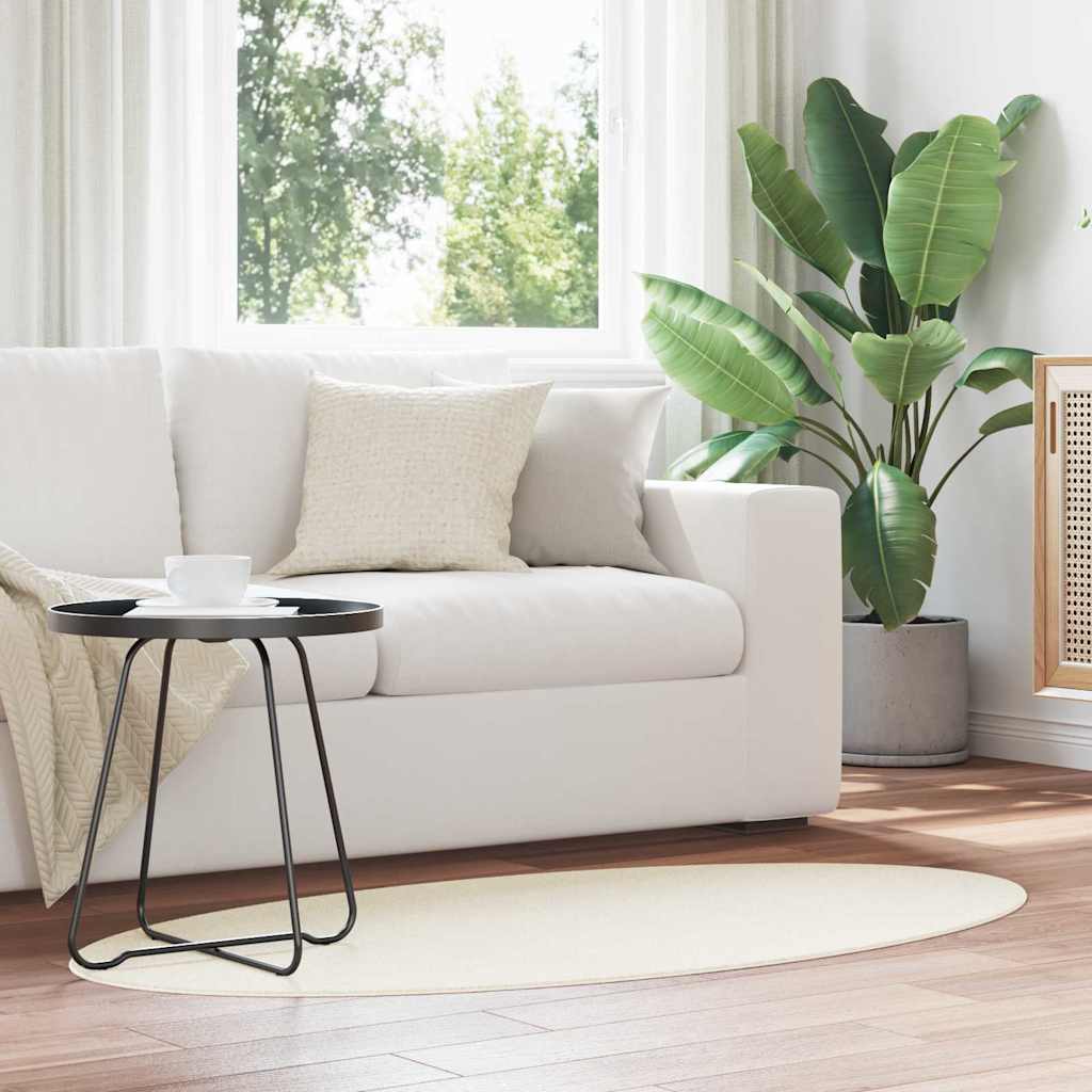 Ovaler Teppich Creme 80x150 cm