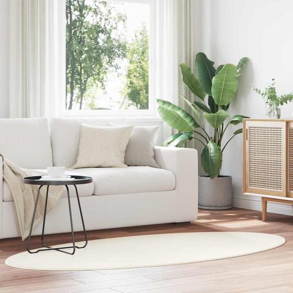 Ovaler Teppich Creme 100x200 cm